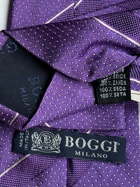 Boggi Milano purple striped recent Silk Tie.Made in Italy 🇮🇹